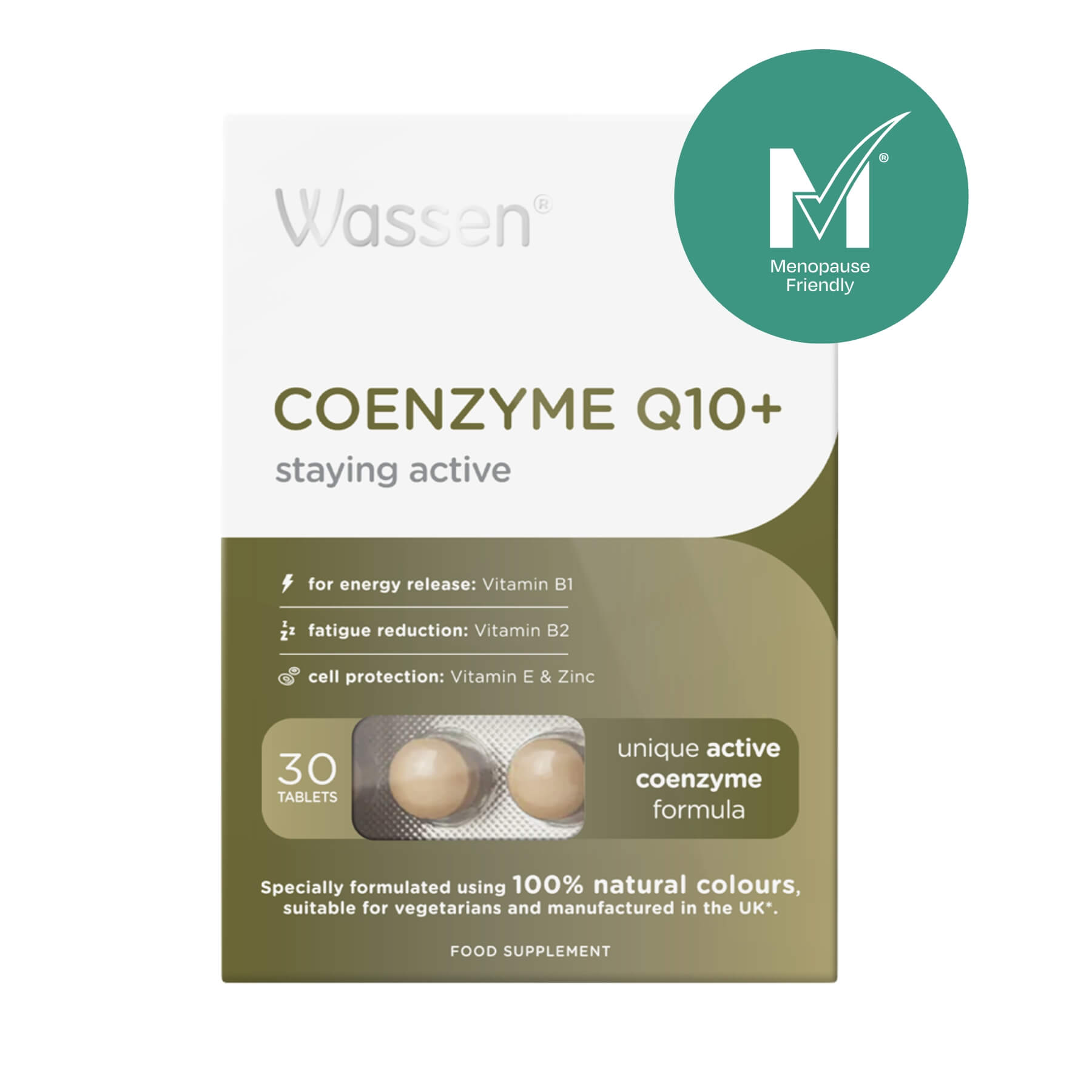 Wassen Coenzyme Q10 energy supplement menopause friendly mtick approved
