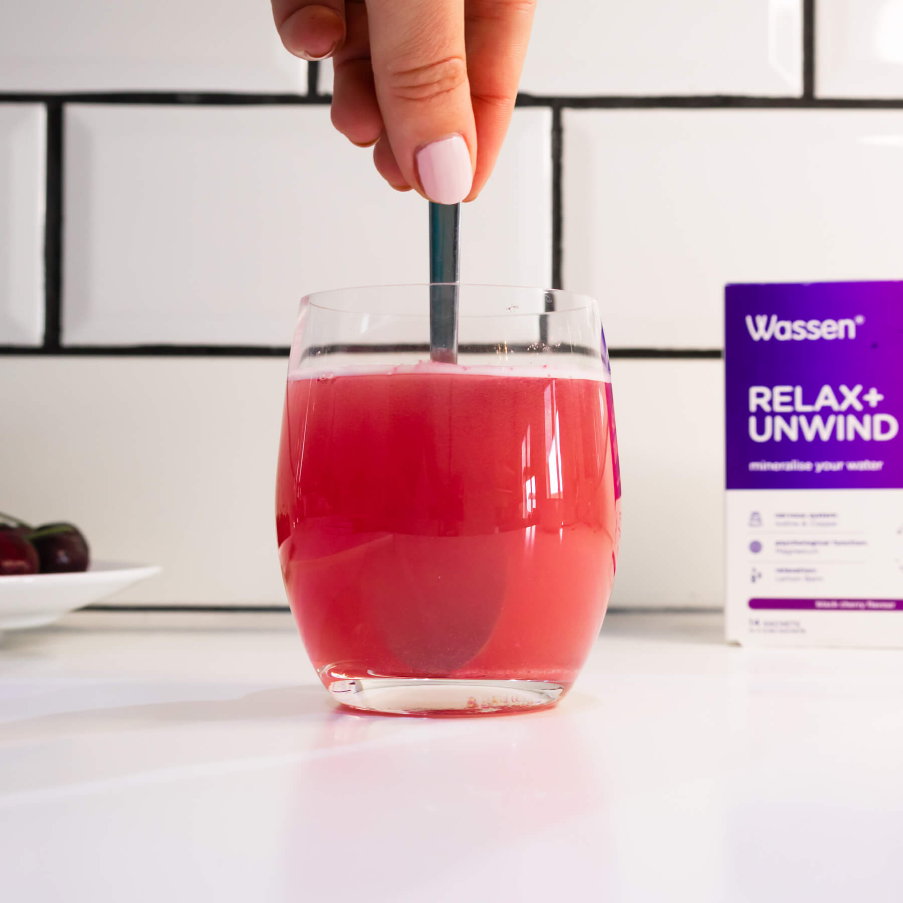Wassen Relax + Unwind drinkable electrolyte supplement for bedtime drink made up